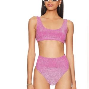Beach Riot highway fuchsia purple shine high waisted bikini